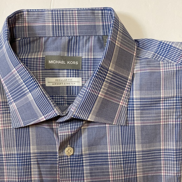 Michael Kors regular fit air soft stretch plaid cotton men’s dress shirt XXL 🌞 - Picture 2 of 13